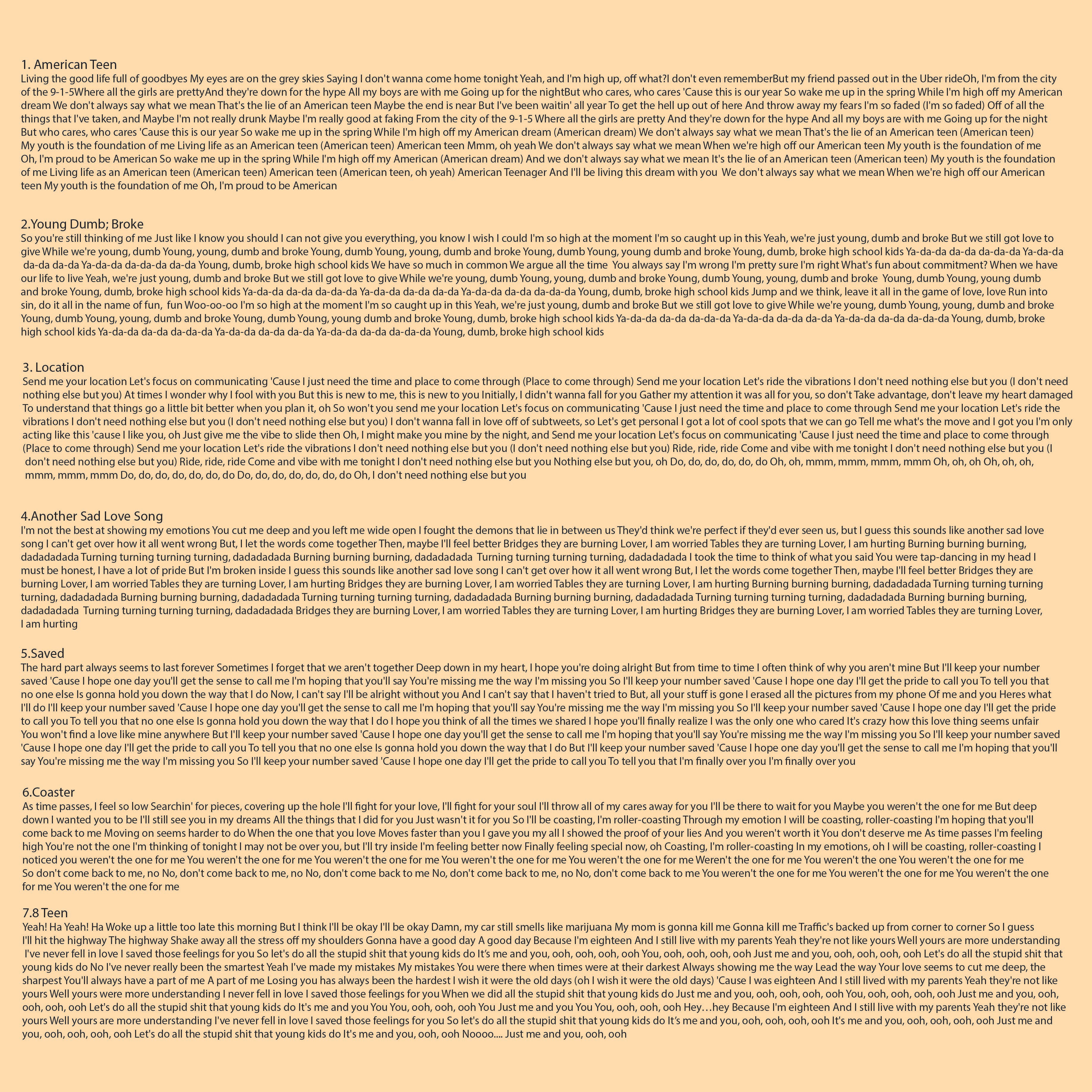 song lyrics